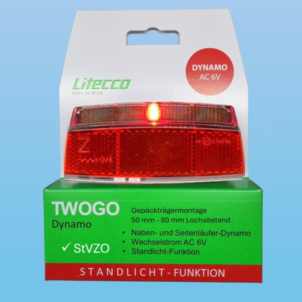 LED Rückleuchte für Dynamo mit Standlicht und großem Produktbild 