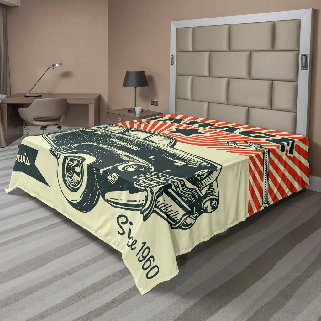 Lenzuolo Sopra ABAKUHAUS Vintage Auto Anni '60 266x260 cm Smeraldo