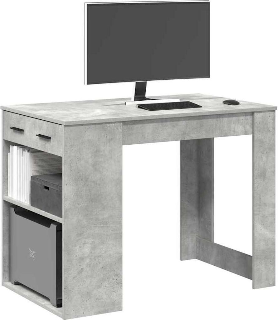 Maison Exclusive - Schreibtisch mit Schubladen und Ablage Betongrau 102x62x77,5 cm