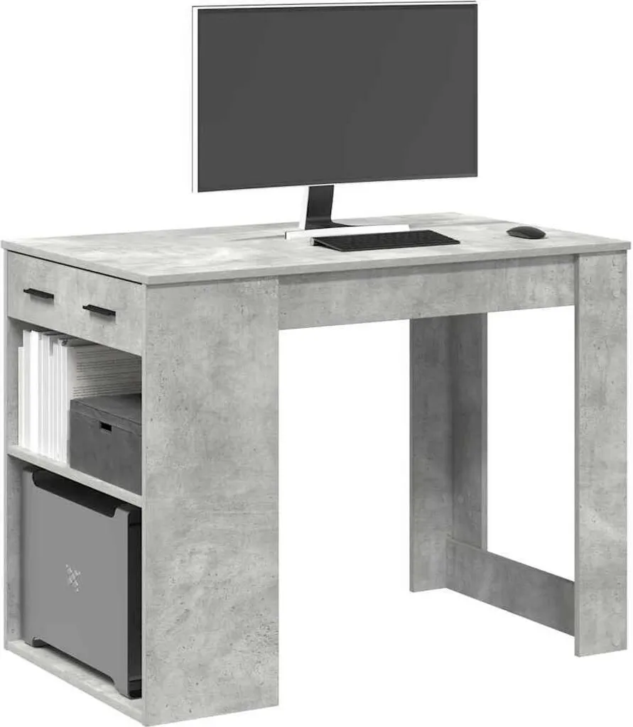 Maison Exclusive - Scrivania con cassetti e ripiano Grigio cemento 102x62x77,5 cm