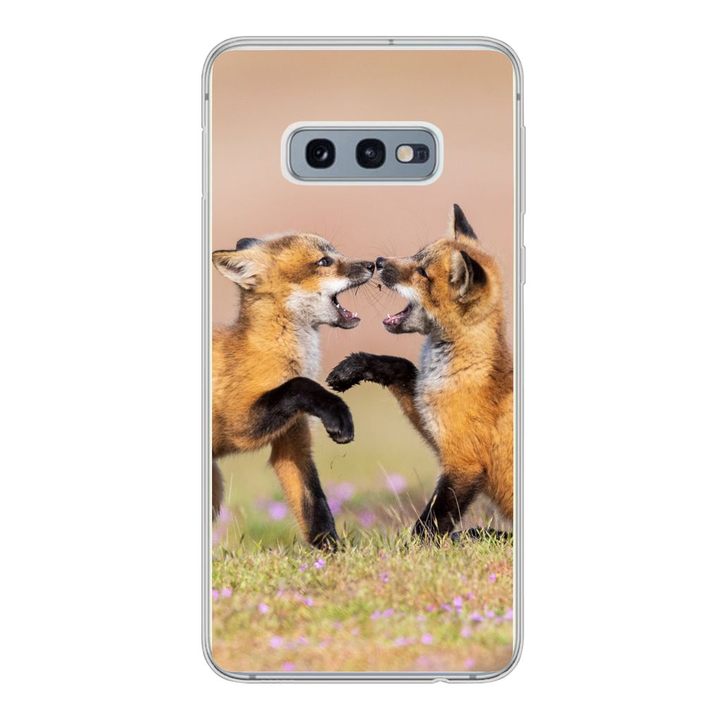 MuchoWow Handyhülle Schutzhülle Hülle für Samsung Galaxy S10e Füchse - Blumen - Porträt Silikon Softcase Handy Hülle - Handy