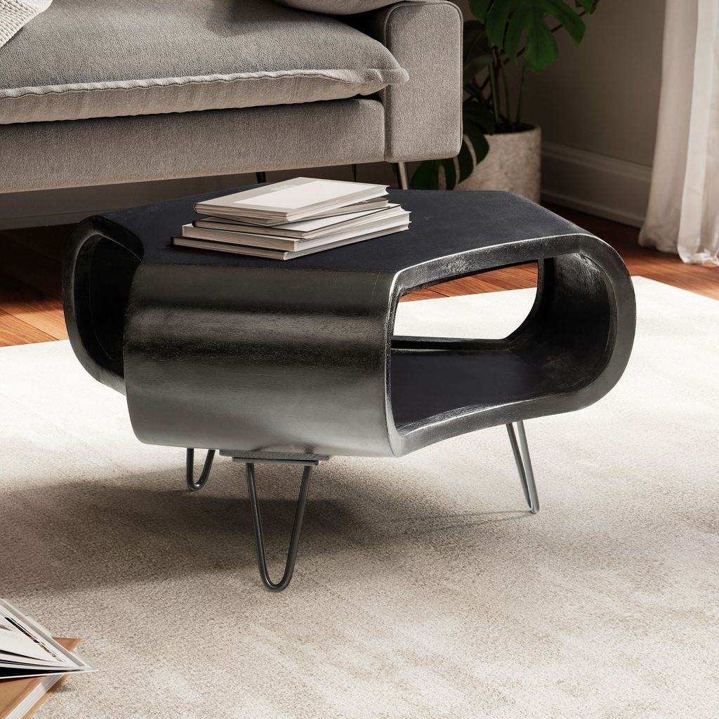 WOHNLING Couchtisch 60x60x35 cm Mango Massivholz Metall Produktbild 