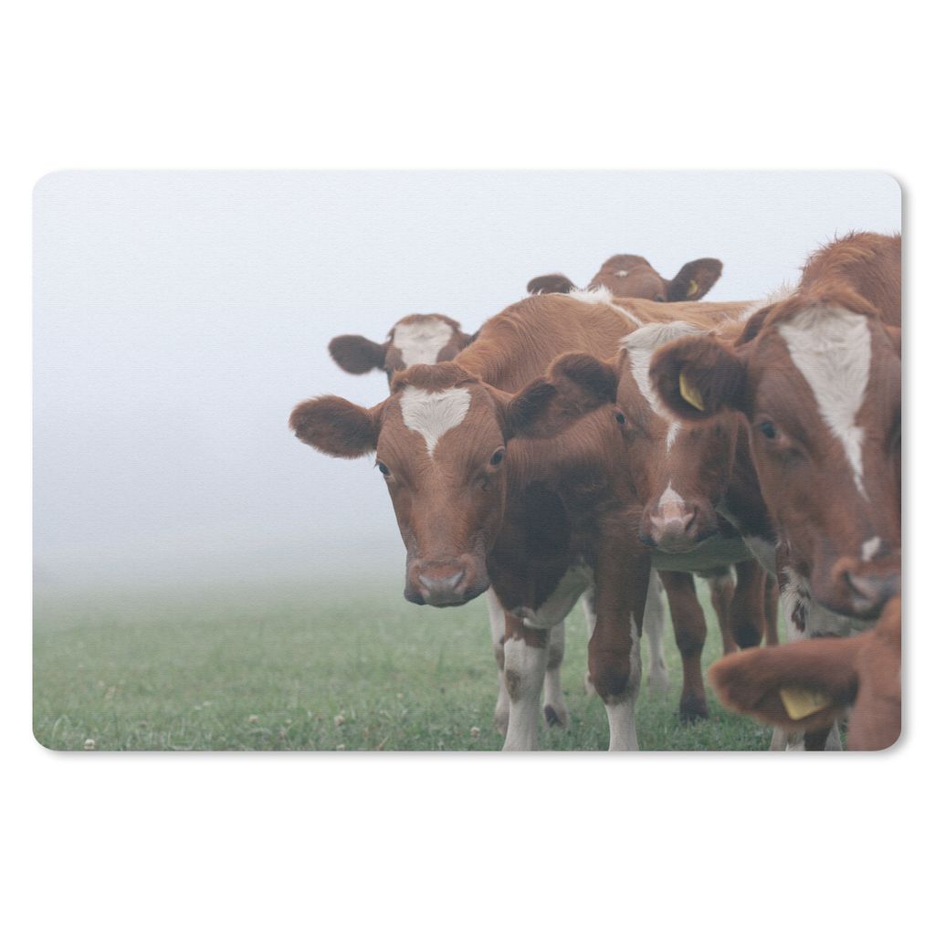 MuchoWow Mauspad Mousepad Kühe - Braun - Nebel 27x18 cm - Mousepads - Maus Mat - Pad - Mausunterlage - Büroartikel - Desk Matten