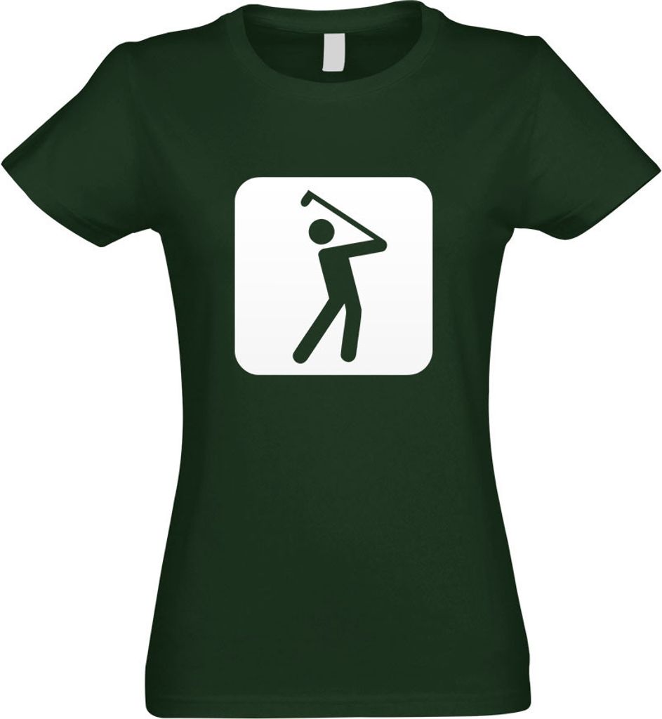 Kiwistar - T-Shirt tailliert - Damen - flaschengrün - Golfplatz Golfen Piktogramme - mit Motiv Bedruckt - Funshirt Design - Sport - Freizeit - Dam...