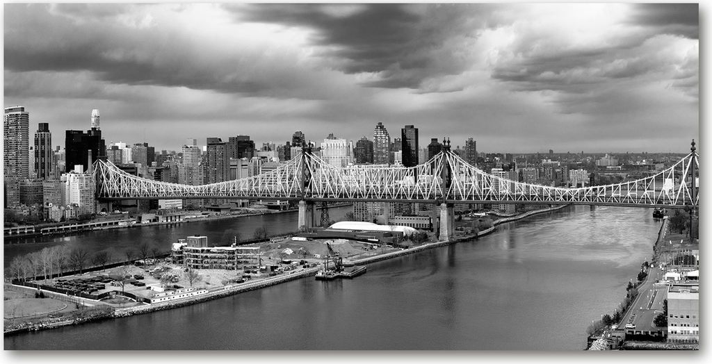 Tulup Glas-Bild - 100x50 -Wandkunst - Wandbild hinter gehärtetem Sicherheitsglas - Landschaften - New York - Schwarzweiß
