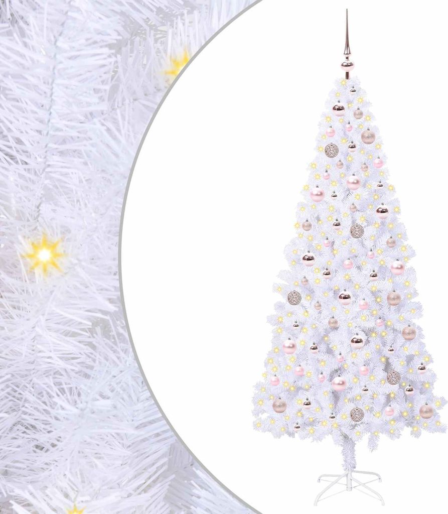 vidaXL Künstlicher Weihnachtsbaum Weiß 180 cm PVC und Stahl
