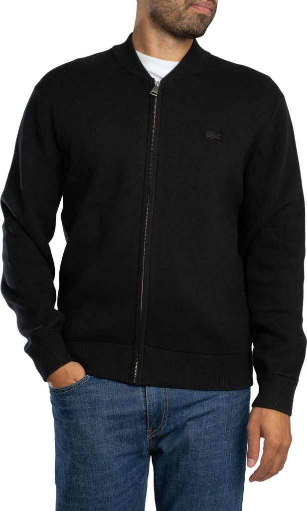 Lacoste Strick-Bomberjacke, Schwarz XL