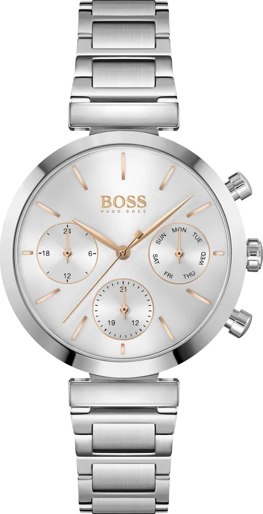 Montre à quartz Hugo Boss pour homme et femme boîtier acier brossé gris