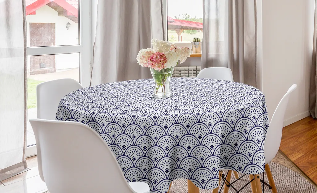 Tovaglia Rotonda ABAKUHAUS 150cm - Design Geometrico Indaco