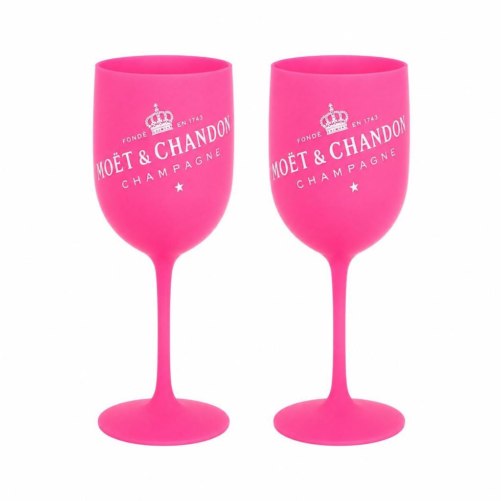 Set di 2 bicchieri da champagne rosa in plastica – Immagine del prodotto 