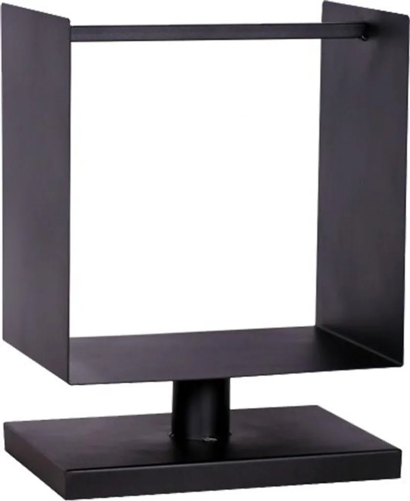 Range bûches robuste en acier noir 60cm avec structure carrée stable - 13