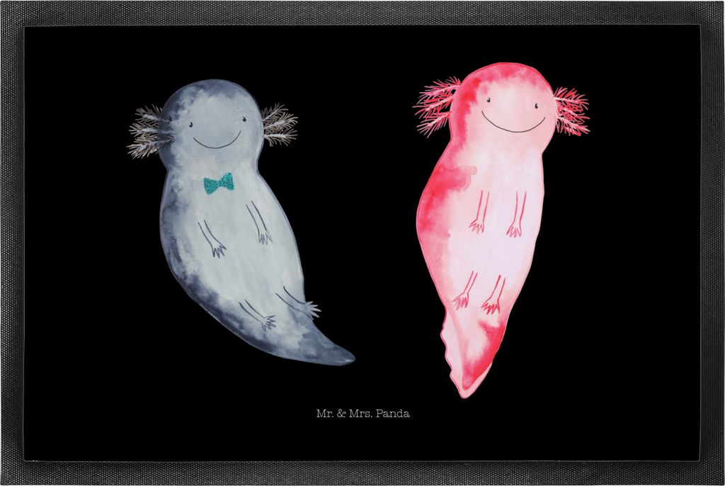 Mr. & Mrs. Panda Fußabtreter Axolotl Freundin 50 x 75 cm - Schwarz - Geschenk, Liebe, Verlobter, Schwanzlurch, Bodenvorleger, Schmutzfangmatte, T...