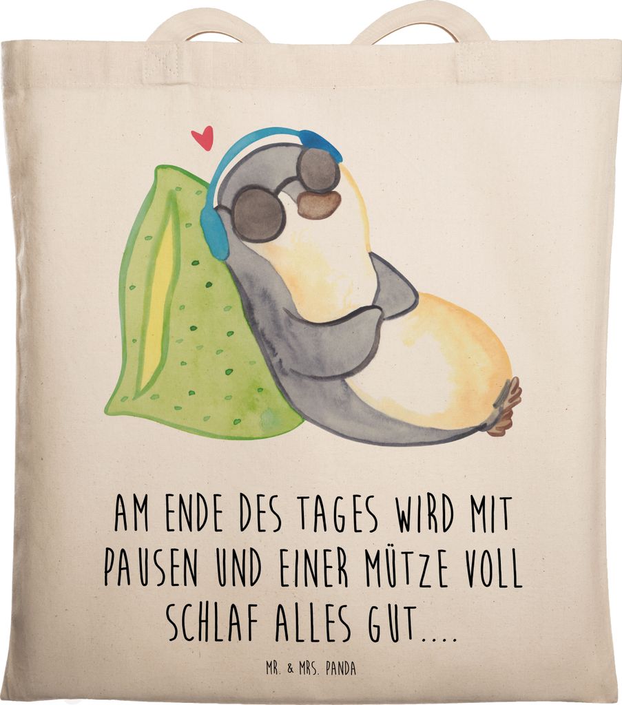Mr. & Mrs. Panda Einkaufstasche Pinguin PEM - Transparent - Geschenk, canvas tasche, Schultasche, totebag, Tote Bag, Fatigue, Laptoptasche