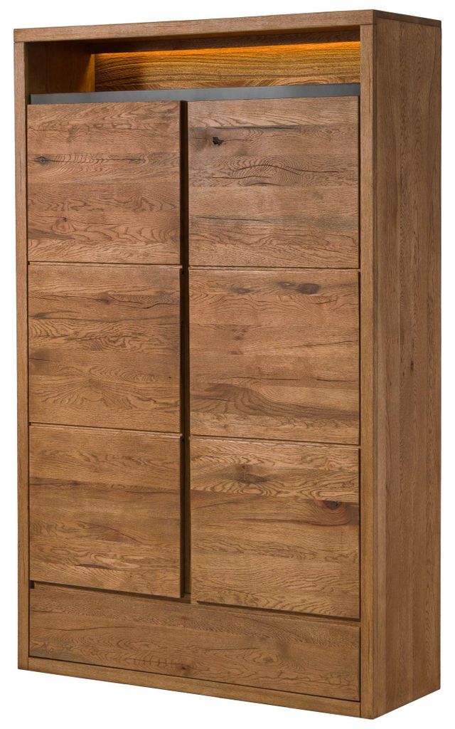 MASSIVMOEBEL24 Kleiderschrank Wild-/Zerreiche 120x42x190 natur geölt MONTREUX LUX #130