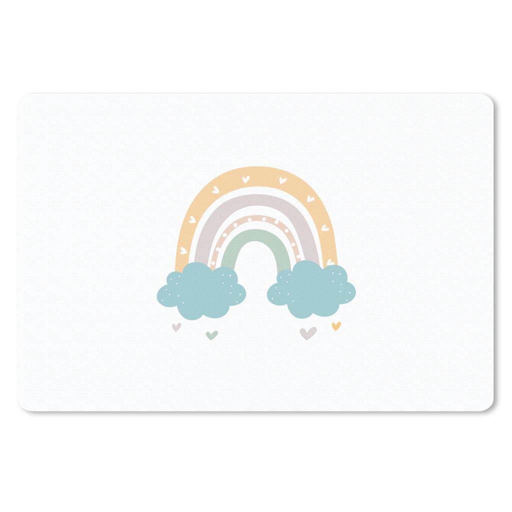 MuchoWow Mauspad Mousepad Regenbogen - Herzen - Wolken - Punkte - Pastell - Kinder 27x18 cm - Mousepads - Maus Mat - Pad - Mausunterlage - Büroa...