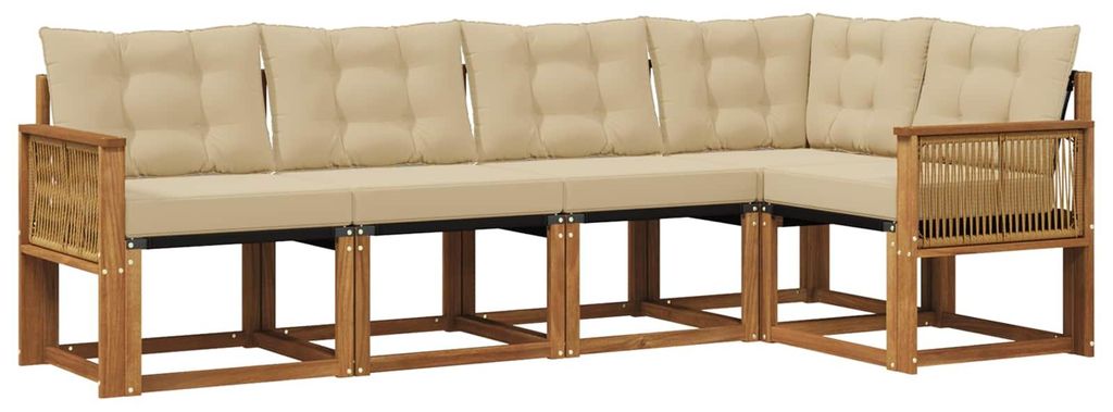 vidaXL Outdoor-Sofagarnitur mit Kissen 5 pcs Natur und Beige