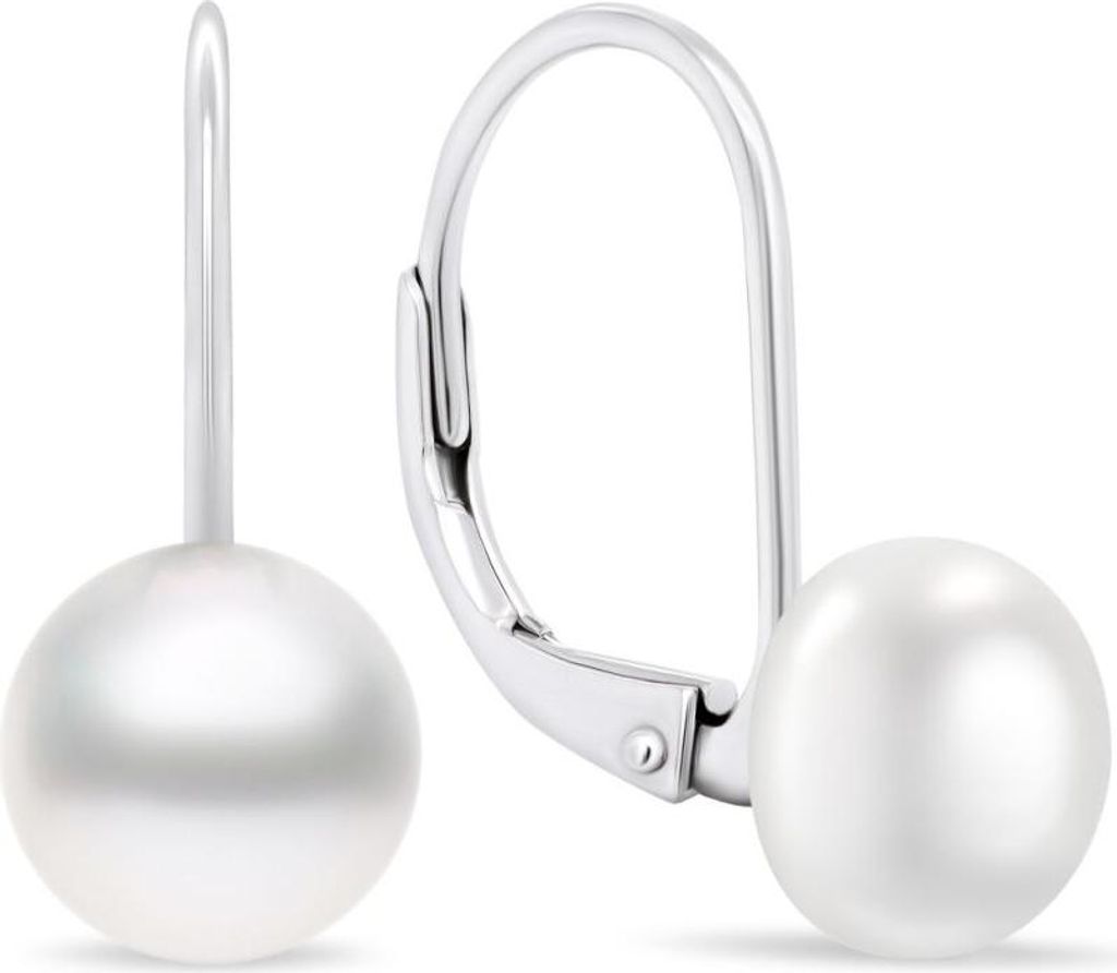 Silver pearl earrings EA412W_EA413W - Diameter: 0.9 cm