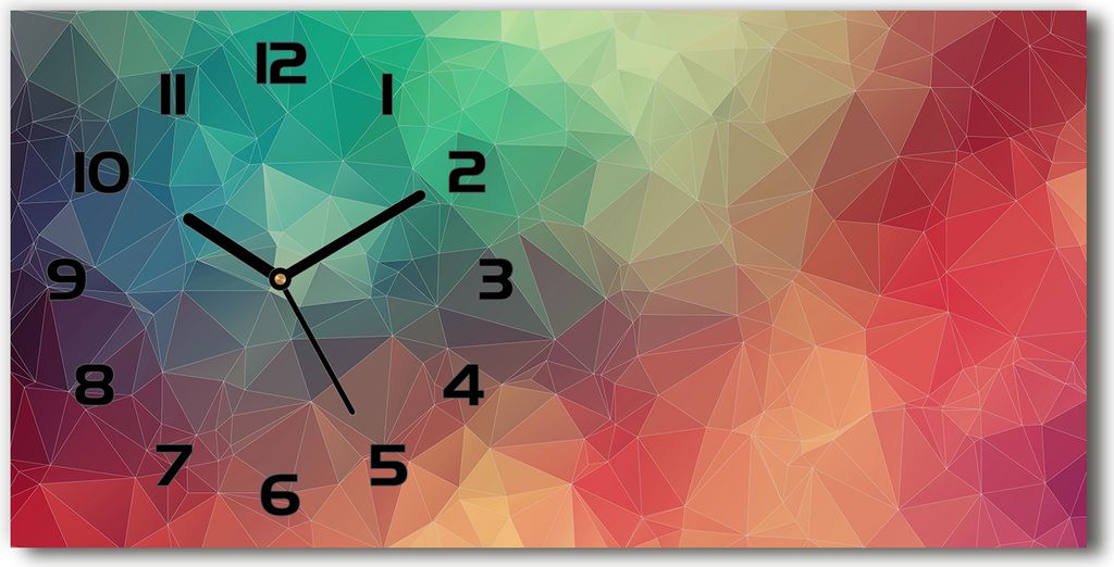 Wanduhr aus Glas – 60x30 cm - Glasbild - Glasuhr - Gehärtetes Glas - schwarze-zeiger - Geometrischer Hintergrund