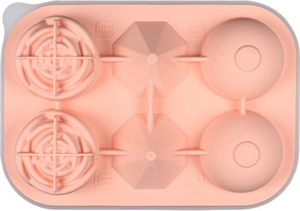 Whiskey rose ice cube mold, ice cube mold, 6 compartments with funnel, easy release, food safe silicone, ice cube mold