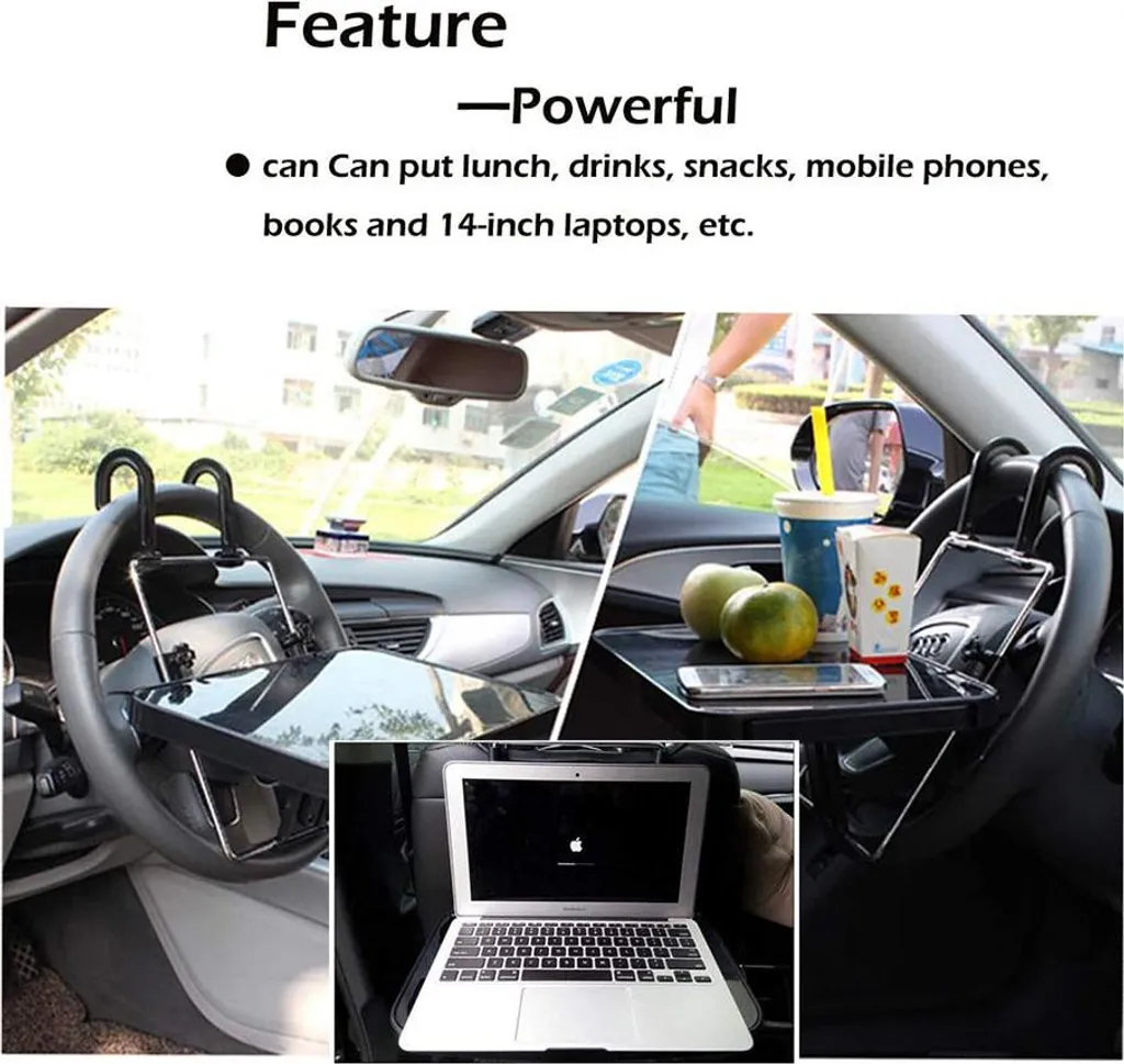 Bureau de voiture pliable pour ordinateur portable et repas sur siège