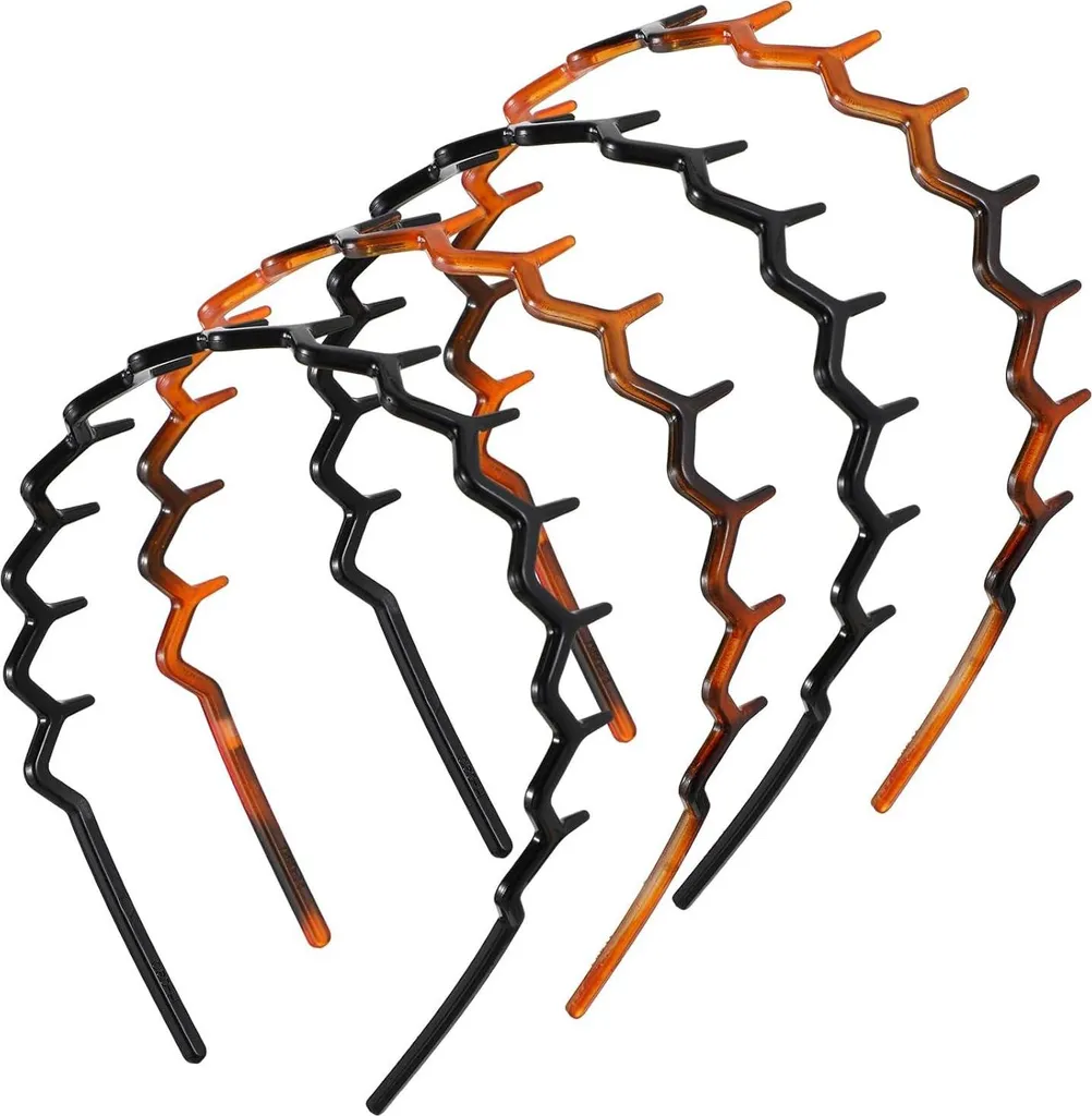 Serre-tête zigzag dents de requin noir ou ambre pour femme et fille