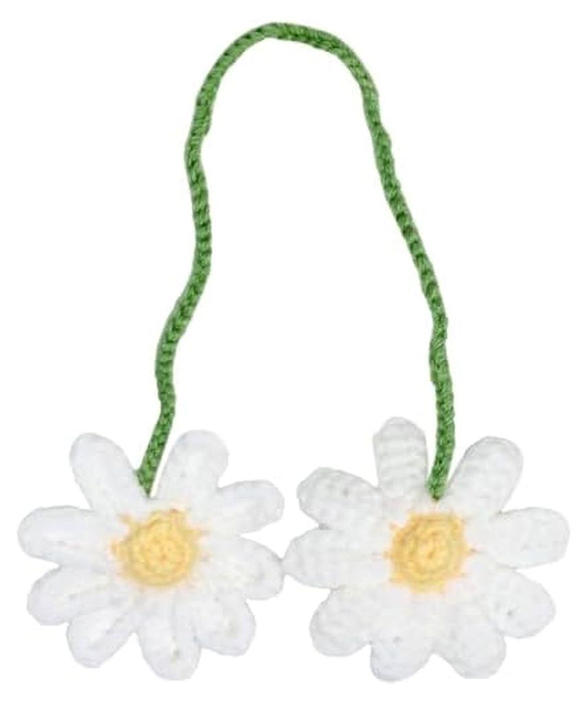 Handgestrickter Gänseblümchen-Anhänger, niedlicher rückspiegel-dekor, Häkeln Gänseblümchen Auto Anhänger, deko auto innenraum, für Autospi...