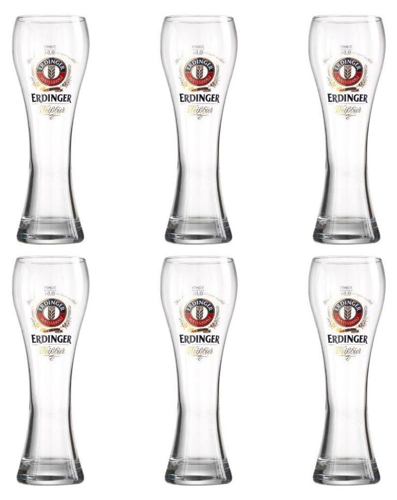 6x Erdinger Weizenbierglas klar 0,5L Produktbild 