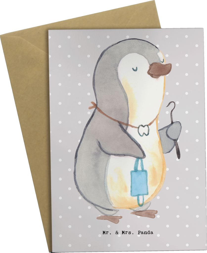 Mr. & Mrs. Panda Beileidskarte Zahnarzt Herz - Grau Pastell - Geschenk, einladungskarten, kommunionskarte, dankeskarten, osterkarte, weihnachtskart...