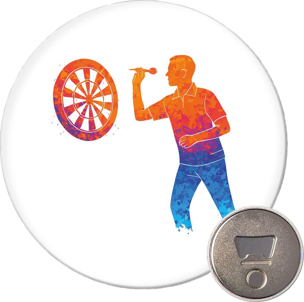Huuraa Magnet Darts bunte Silhouette 59mm Kühlschrankmagnet rund Flaschenöffner Geschenkidee