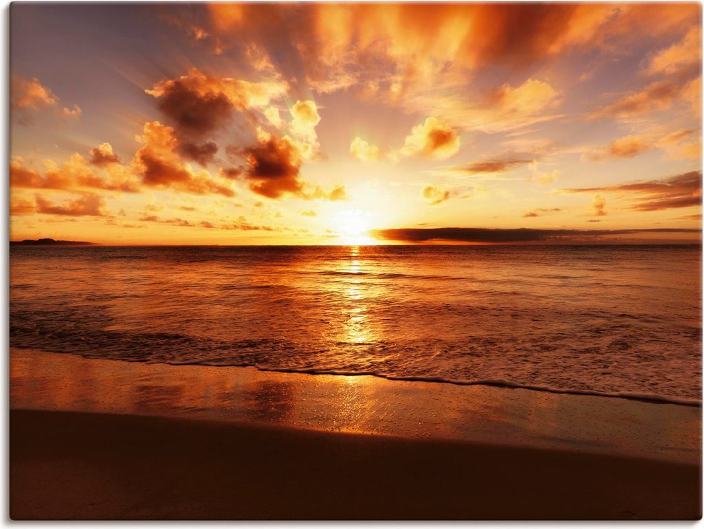 ARTland Leinwandbild Schöner Sonnenuntergang Strand Größe: 40x30 cm