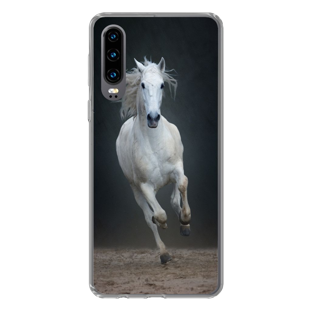 MuchoWow Handyhülle Schutzhülle Hülle für Huawei P30 Pferd - Pilz - Sand Silikon Softcase Handy Hülle - Kartenbesitzer
