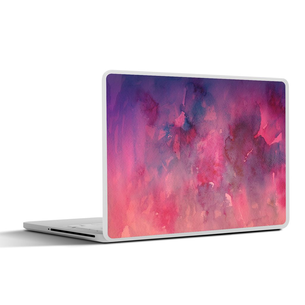 MuchoWow Laptop Aufkleber Sticker Cover Aquarell - Rosa - Rot 30x21 cm - Sticker für Laptop - Selbstklebend