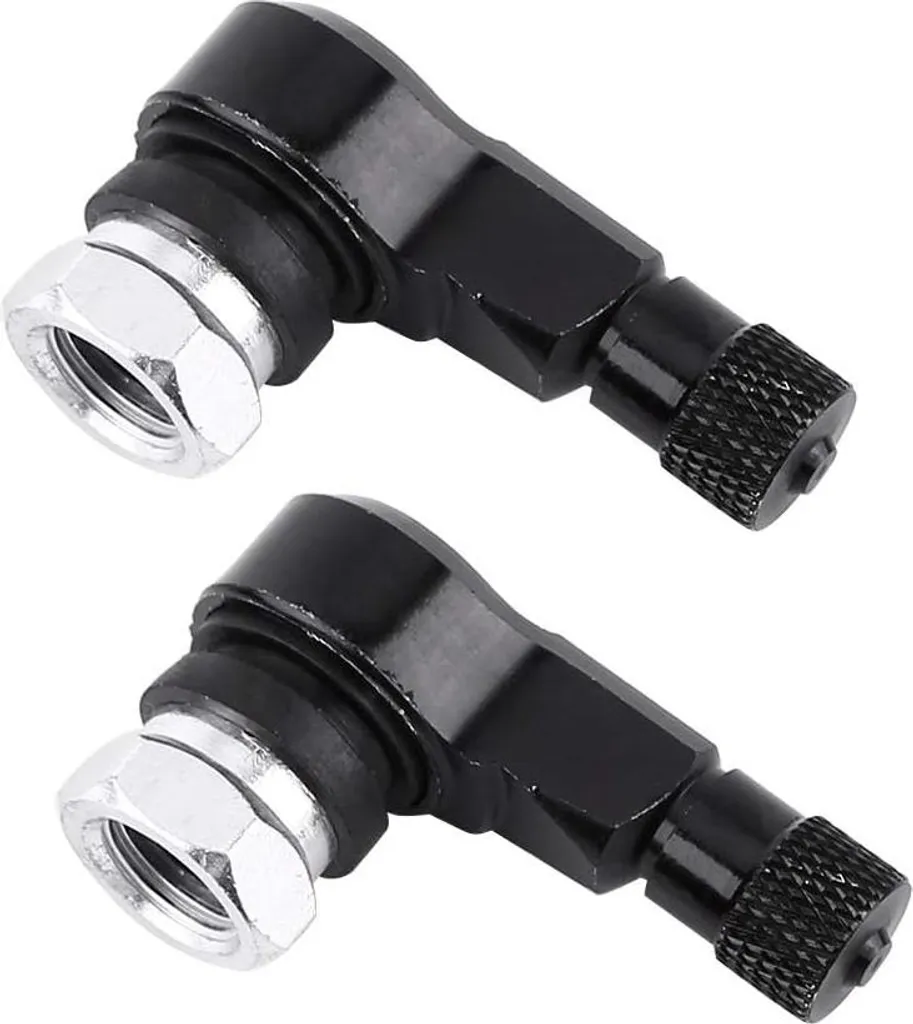 Valves coudées Moto/Quad 11.3 mm - Lot de 2 Alu Noir pour Jantes Tubeless