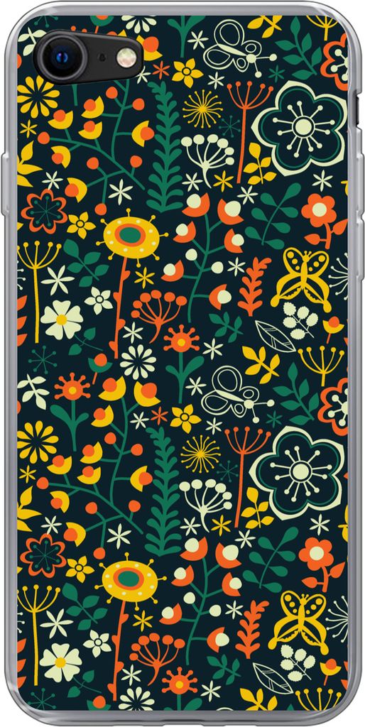 MuchoWow Handyhülle Schutzhülle Hülle für Telefoonhoesje iPhone 7 Mädchen - Schmetterling - Pflanzen - Muster - Mädchen - Kinder - Mädchen...