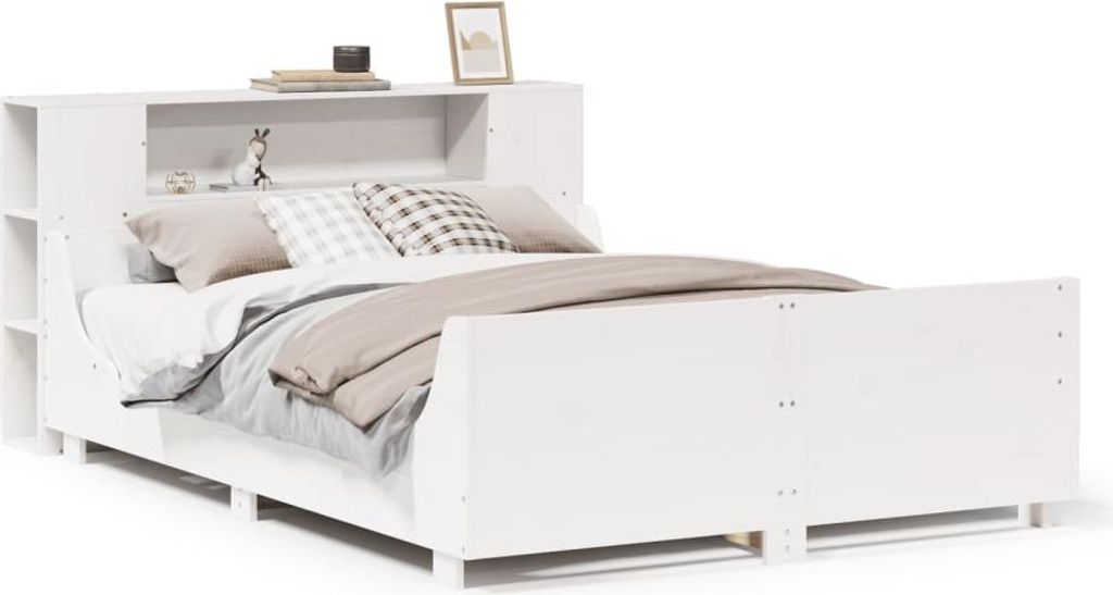 vidaXL Massivholzbett ohne Matratze Weiß 120x200 cm Kiefernholz