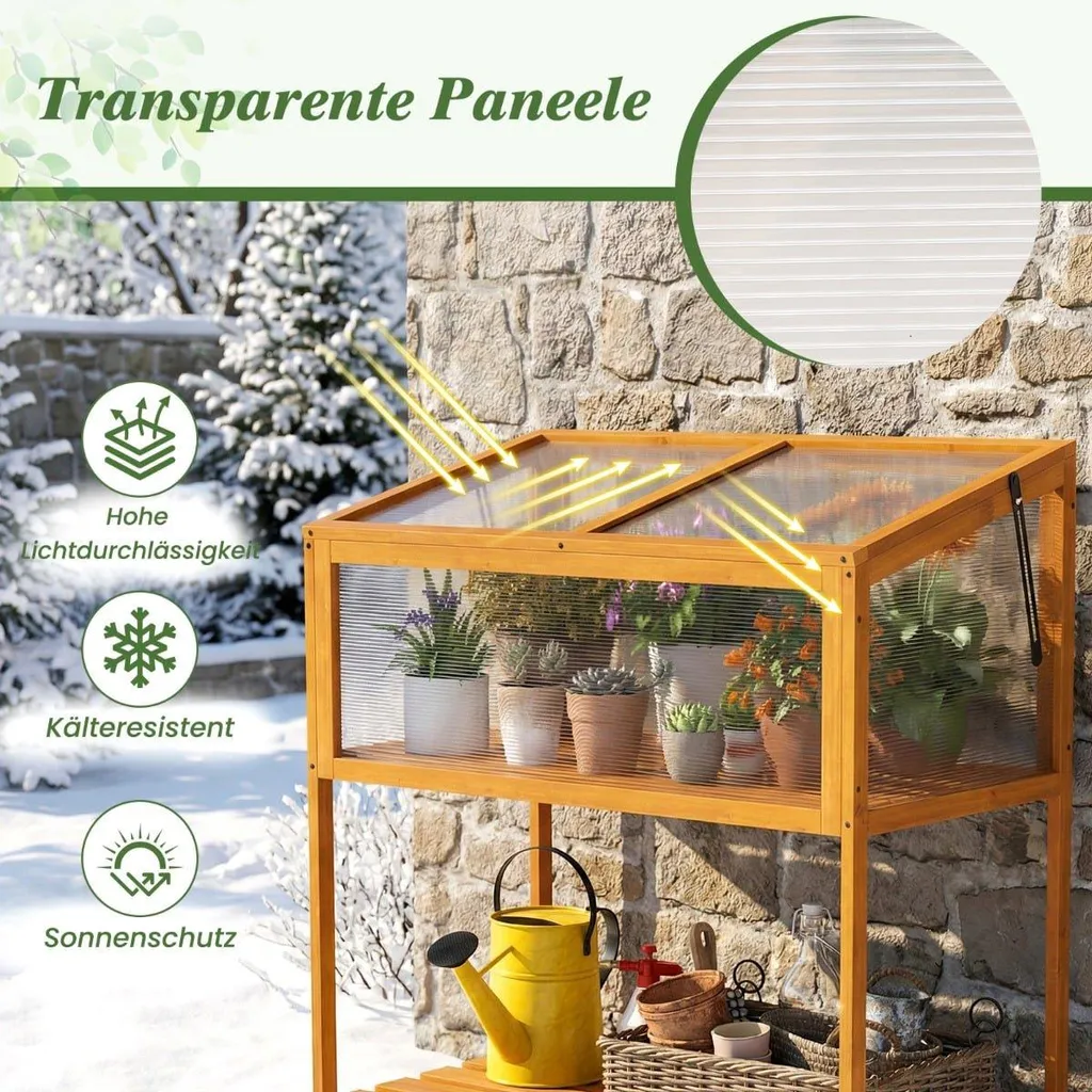 Potager de balcon surélevé en bois avec couvercle serre modulable - 4