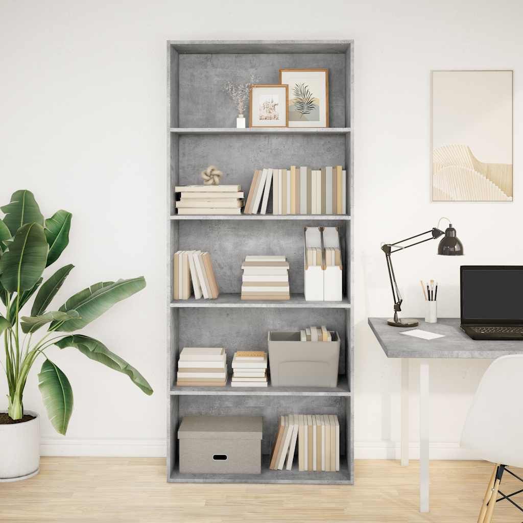 vidaXL Knihovna betonová šedá 80x30x189 cm materiál na bázi Obrázek produktu 