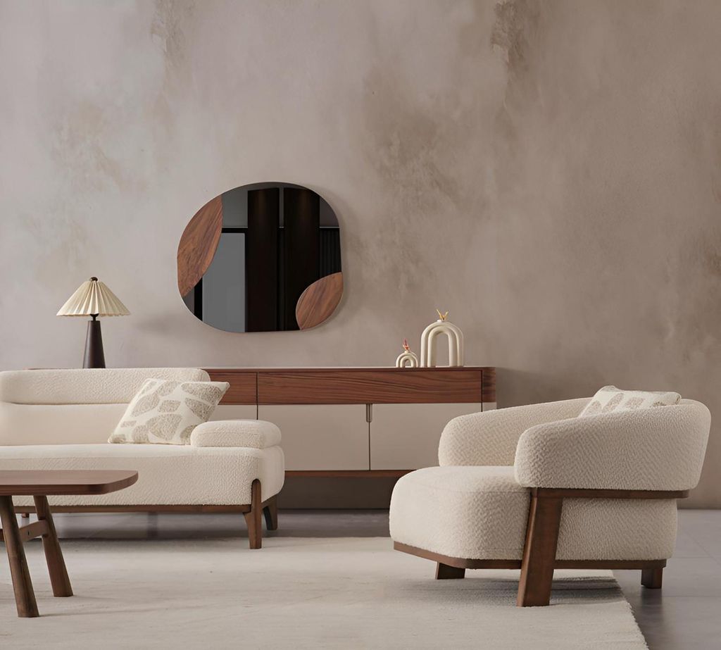 Bequemer Beiger Polstersessel Wohnzimmer Stoffsessel Designer Möbel