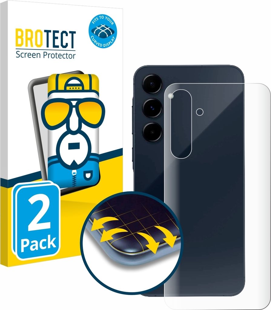 2x BROTECT Fullscreen Schutzfolie für Samsung Galaxy A35 5G (Rückseite) Displayschutz Folie Fullcover Klar Transparent