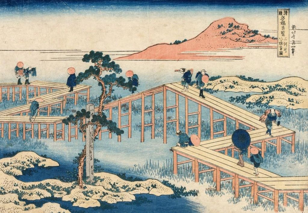 Grafika Puzzle Hokusai - An Ancient Picture of the Eight Part Bridge in Mikawa Province - 1000 Teile