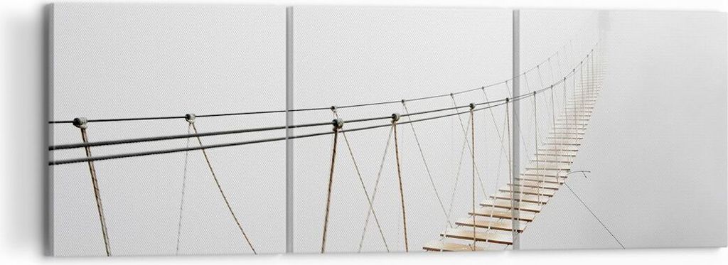 Bild auf Leinwand - Leinwandbild - 3 Teile - Brücke ausgesetzt Nebel - 120x40cm - Wand Bild - Wanddeko - Wandbilder - Leinwanddruck - Bilder - Wan...