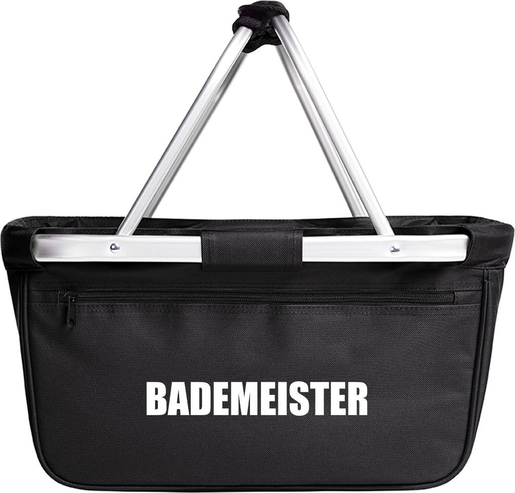 Huuraa Einkaufskorb Bademeister Schriftzug 20 Liter Black faltbarer Tragekorb Geschenkidee