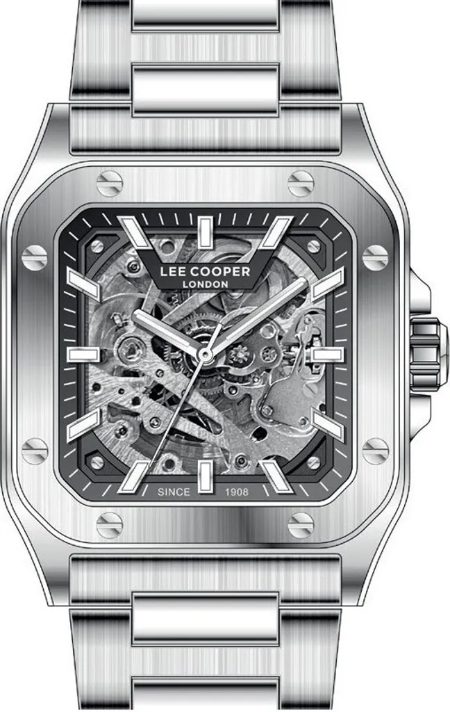 Montre automatique homme chic pour le bureau Lee Cooper Edward argent