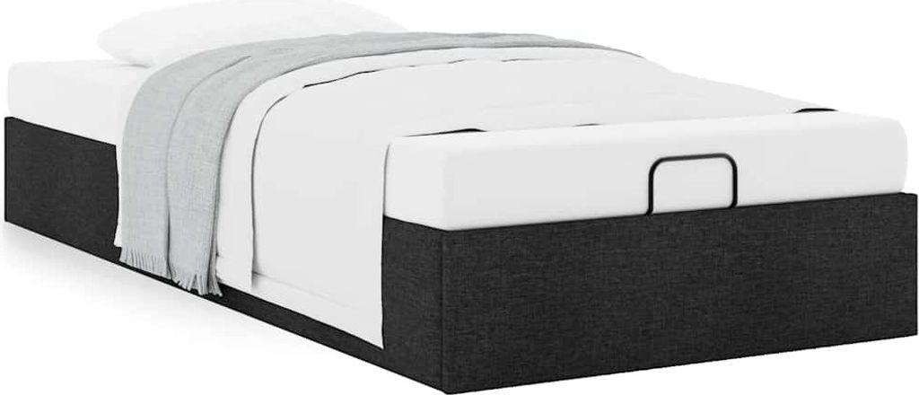 Ottoman-Bett ohne Matratze Schwarz 100x200 cm Stoff