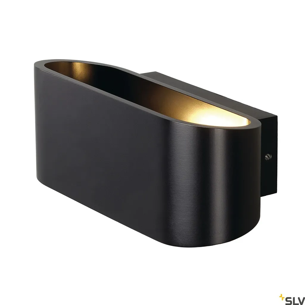 Applique d'intérieur ovale noire Ossa 180 pour salon et couloir R7s 78mm