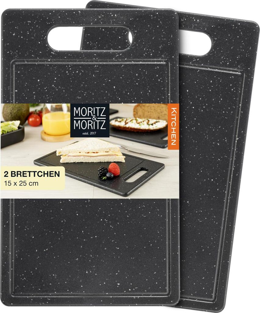 Moritz & Moritz 2tlg Kunststoffbrett Granit mit Saftrille Produktbild 