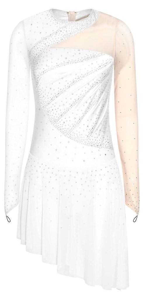 Vestido de patinaje para mujer con pedrería, manga larga y Imagen del producto 