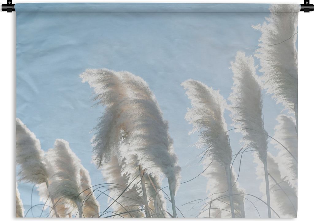 MuchoWow Wandteppich Wandbehang Himmel - Gras - Pampasgras 90x67.5 cm Tapisserie Dekoration Wandtuch - Fototeppich - Wand-Skulpturen