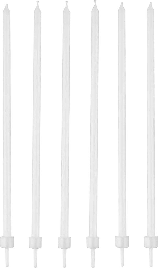 Geburtstagskerzen mit Halter 16 Stück weiss 12cm - Produktbild 