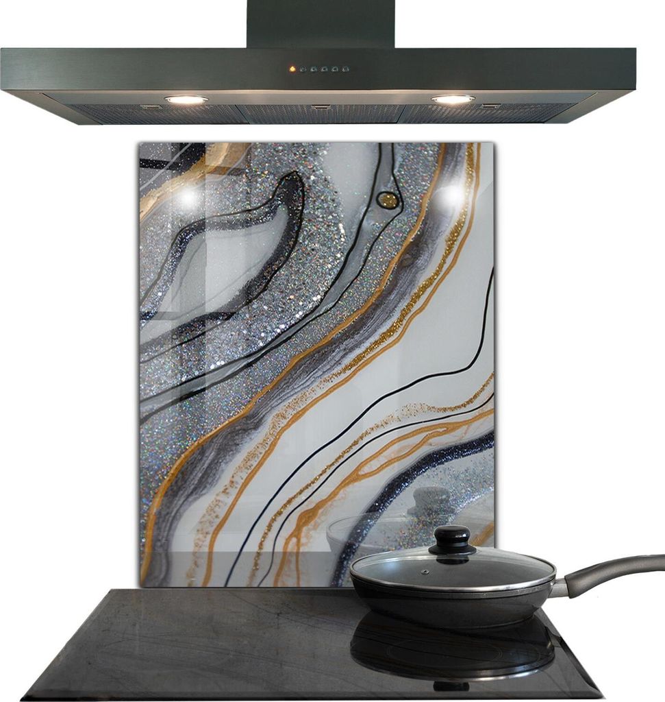 Spritzschutz aus Glas Küchenrückwand - Wandschutz für Herd und Spüle - 60x80 cm - Marmor Textur Stein